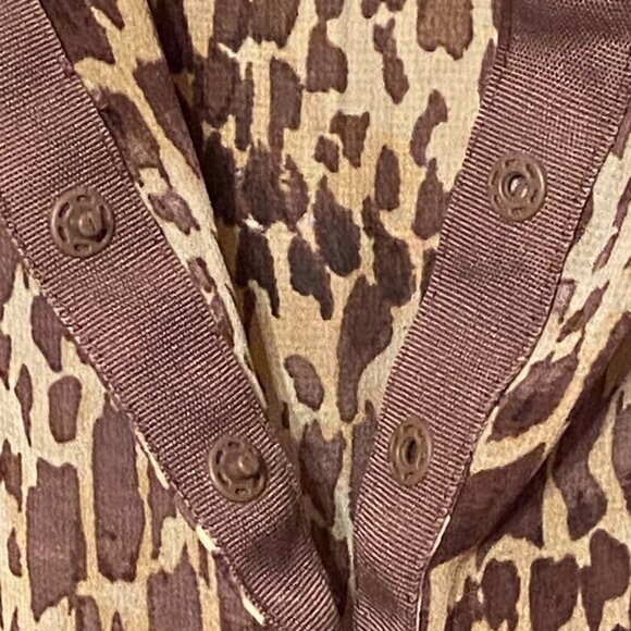 Lloyd Williams Vintage Top Women (L) Brown Tan Crinkle Smocked Waist Long Sleeve - Picture 7 of 10